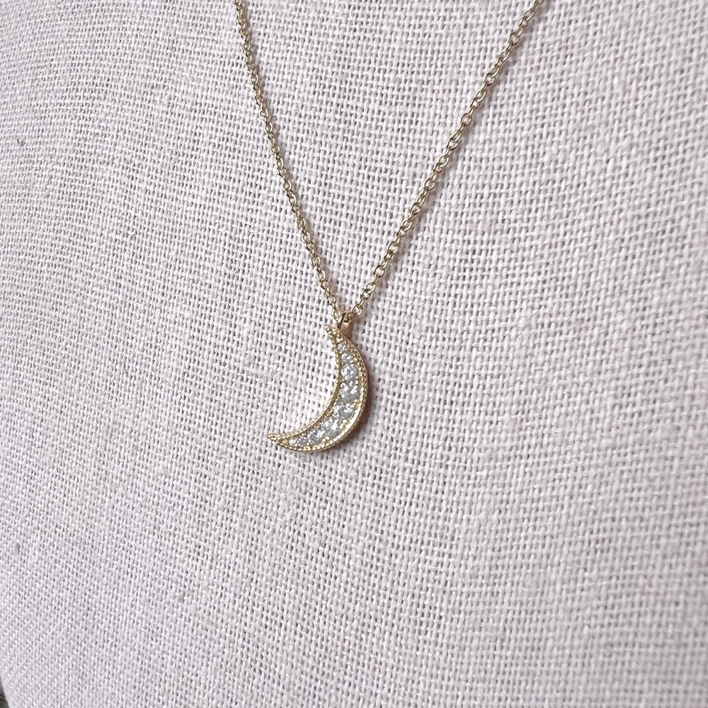Gorjana Small Crystal Crescent Moon Necklace